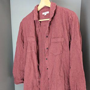 Light maroon flannel shacket